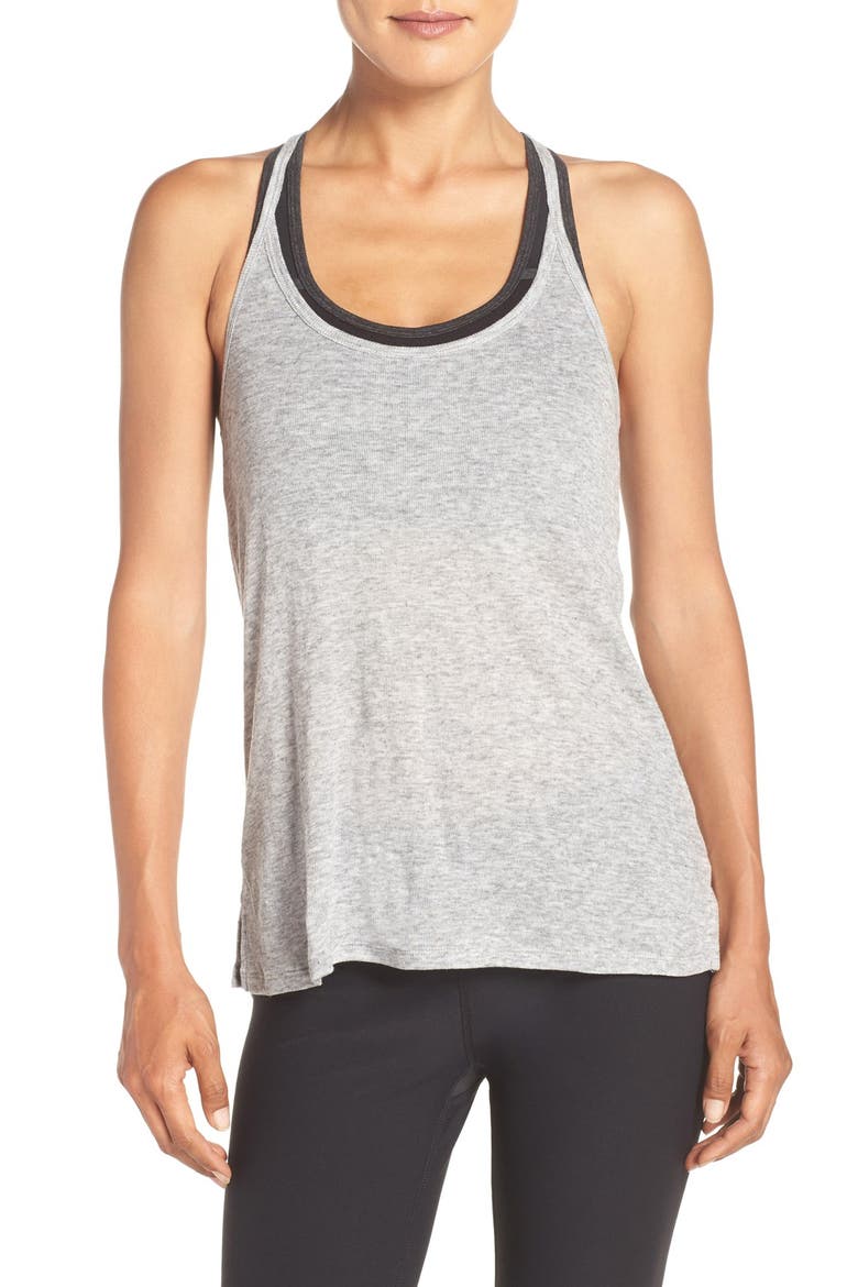 'Back Into It' Racerback Tank, Main, color, GREY LIGHT HEATHER