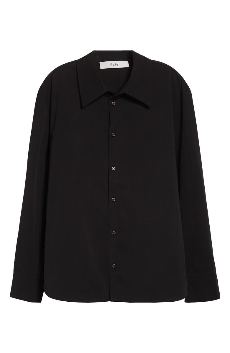 Séfr Trino Cotton Poplin Button-Up Shirt, Alternate, color, Black Fine Poplin