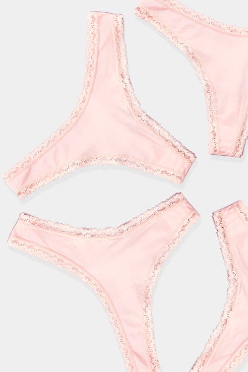 Stripe & Stare Thong Four Pack In Pink A Boo
