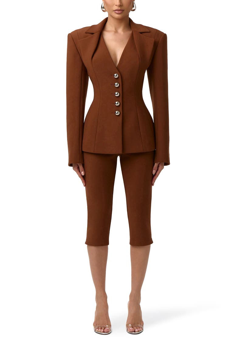 Naked Wardrobe Ponte Blazer, Alternate, color, Dark Mocha