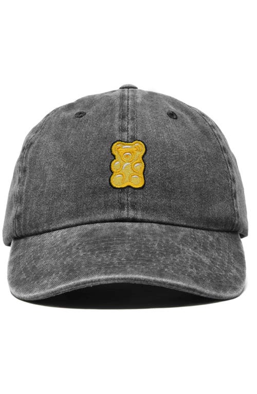 Dalix Yellow Gummy Embroidered Dad Cap In Washed Black