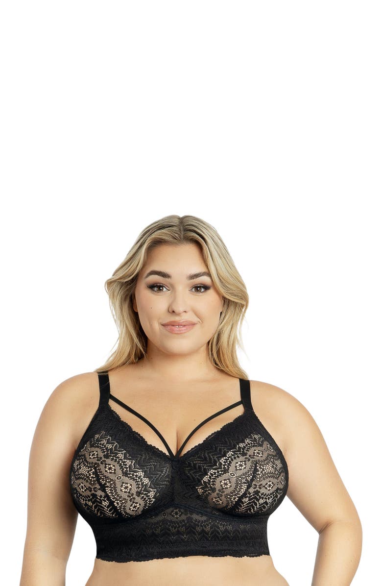 Parfait Mia Wire-Free Padded Lace Bralette, Alternate, color, Black