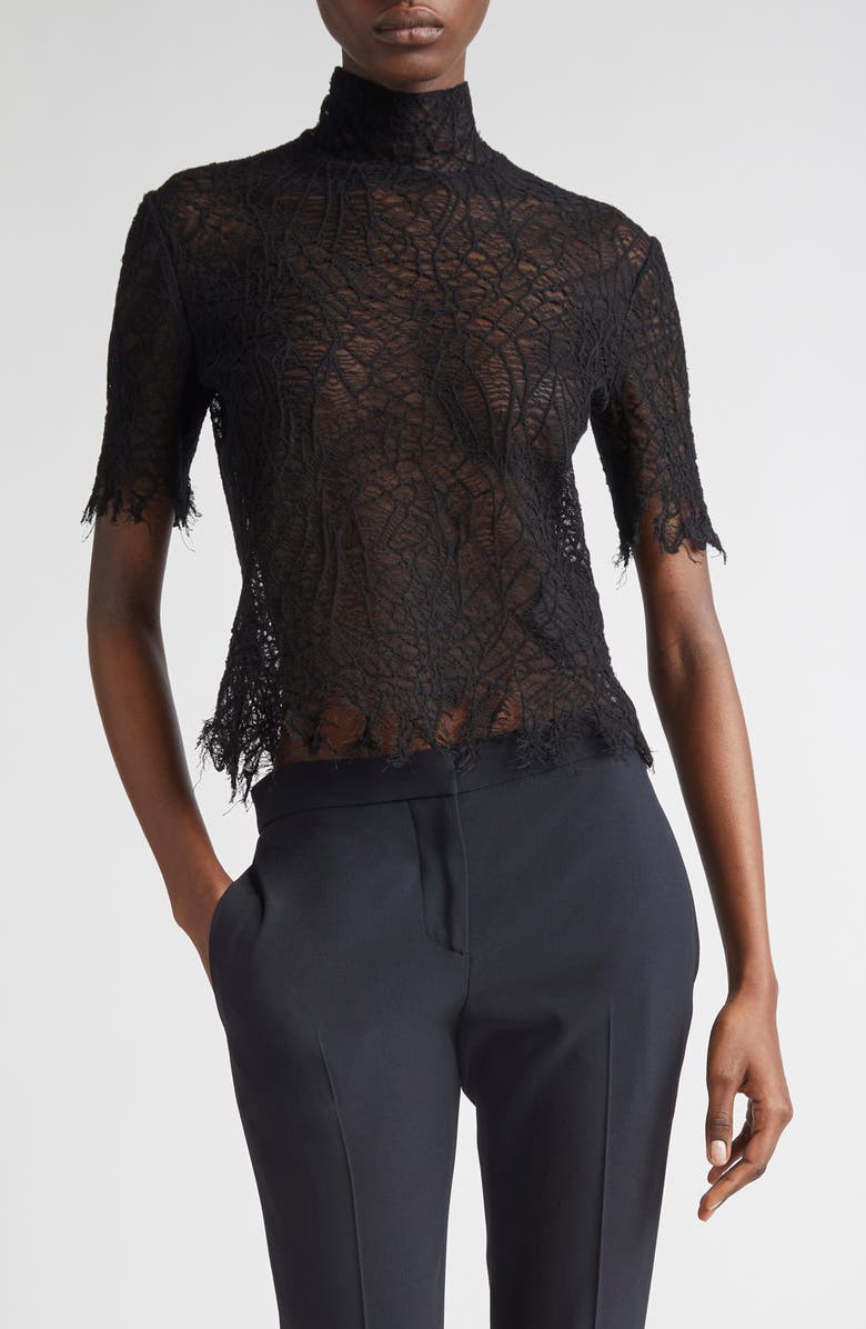 McQueen Cobweb Lace Top, Main, color, Black