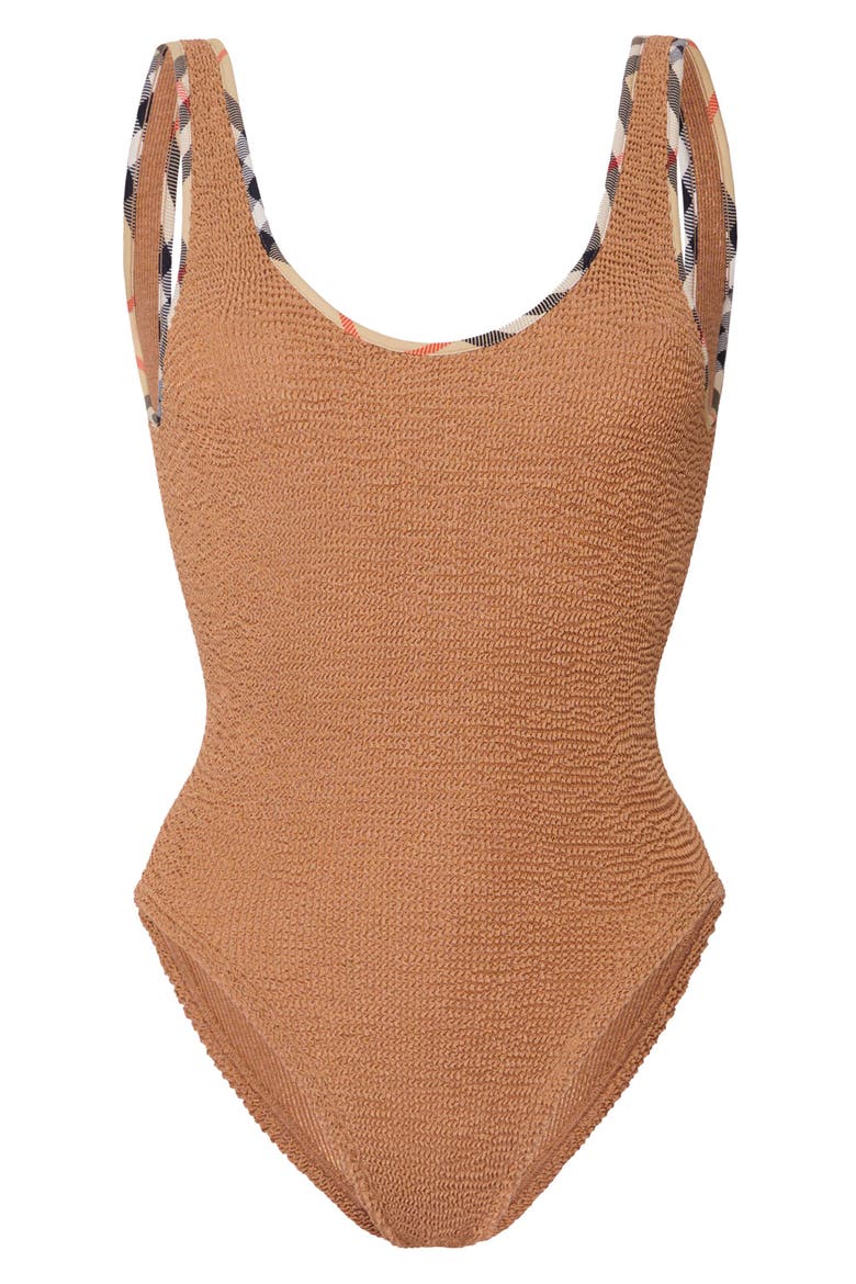 Faye Original Crinkle™ One-Piece Swimsuit, Alternate, color, METALLIC COCOA