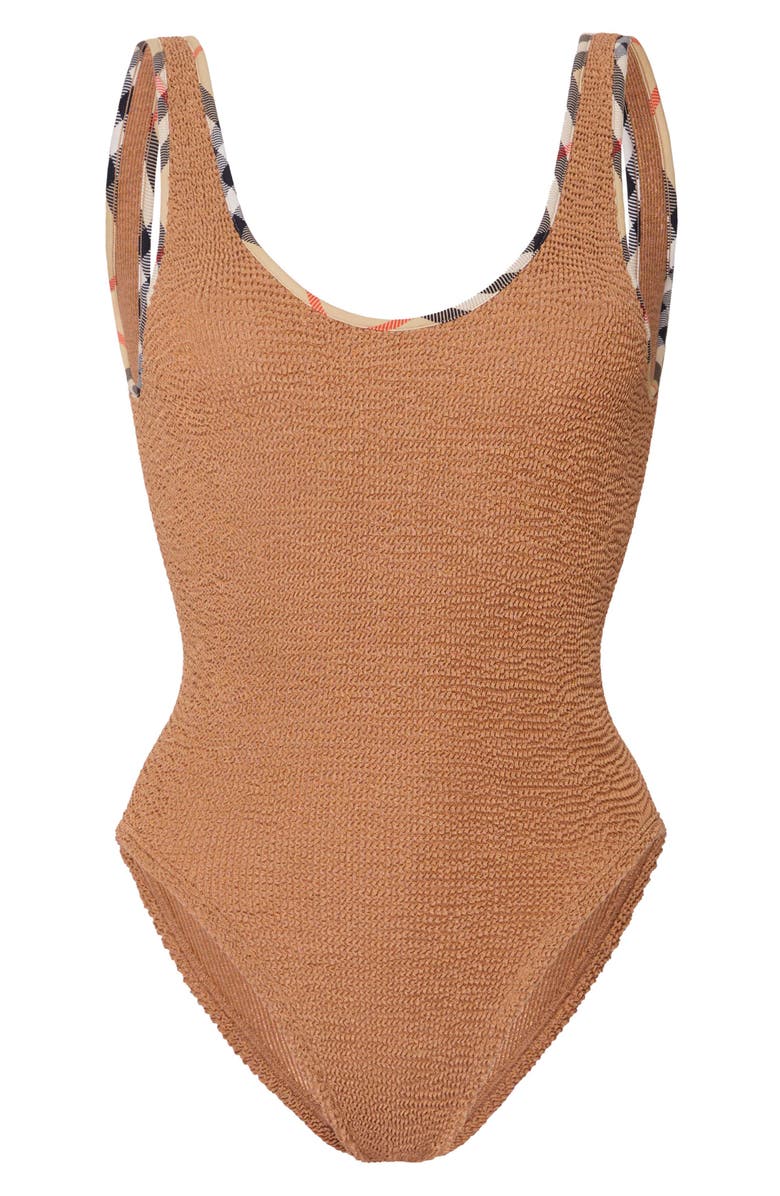 Burberry x Hunza G Faye Original Crinkle<sup>™</sup> One-Piece Swimsuit, Alternate, color, 