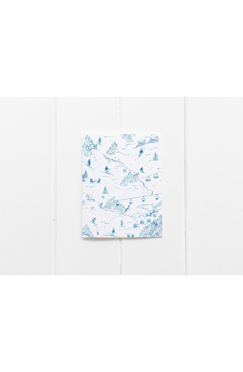 Ramus & Co Winter/Holiday Ski Blue Toile Greeting Card Pack, Alternate, color, 