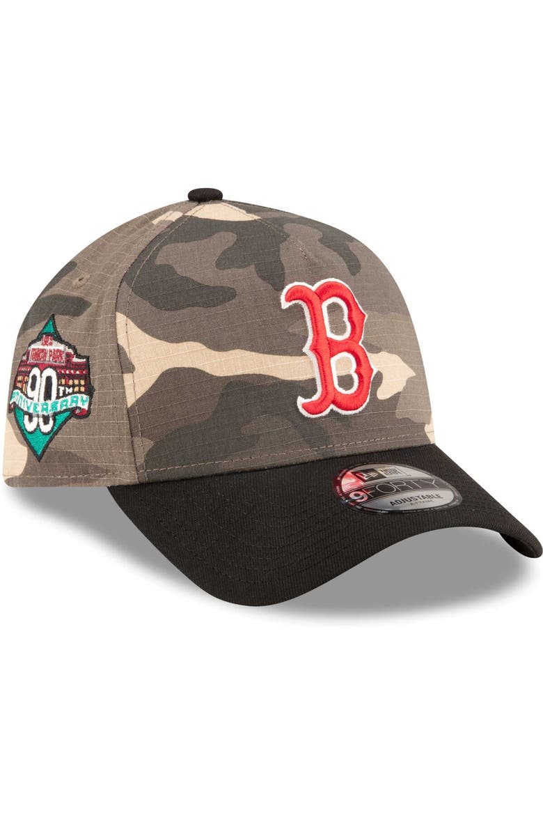 Men's New Era Boston Red Sox Camo Crown A-Frame 9FORTY Adjustable Hat, Main, color, Camo