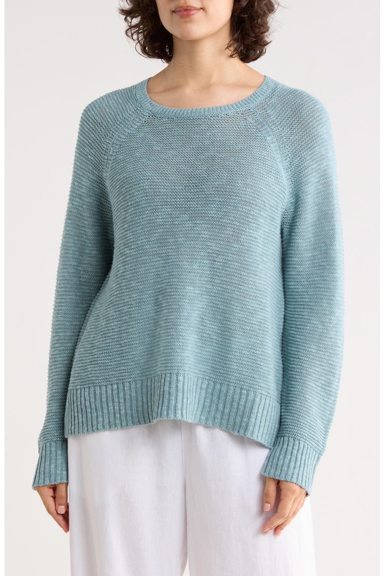 Raglan Sleeve Organic Linen & Organic Cotton Sweater, Main, color, SEAFOAM
