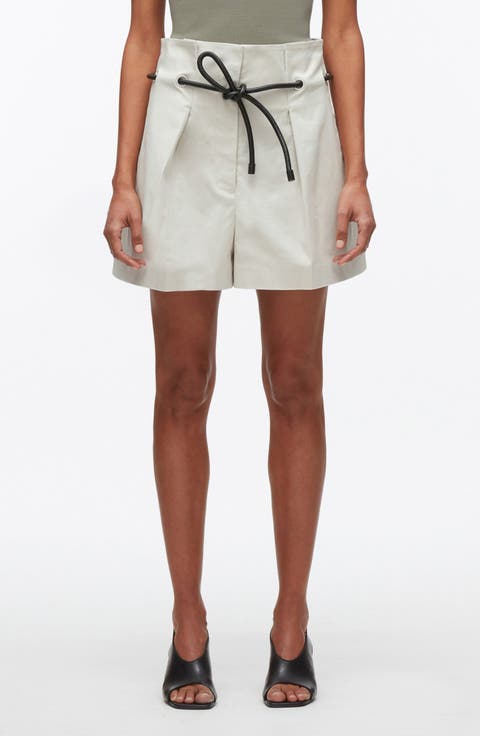 Origami Belted Stretch Cotton Shorts