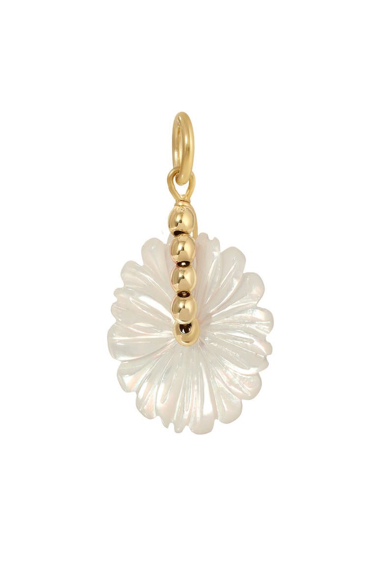 Mother-of-Pearl Flower Charm, Main, color, GOLD