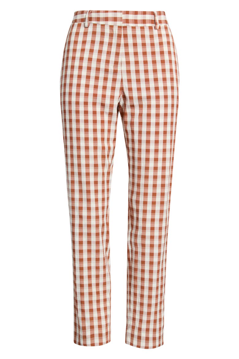 Gingham Check Slim Leg Pants, Main, color, CINNAMON IVORY