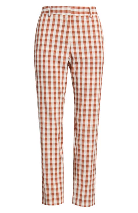 Gingham Check Slim Leg Pants