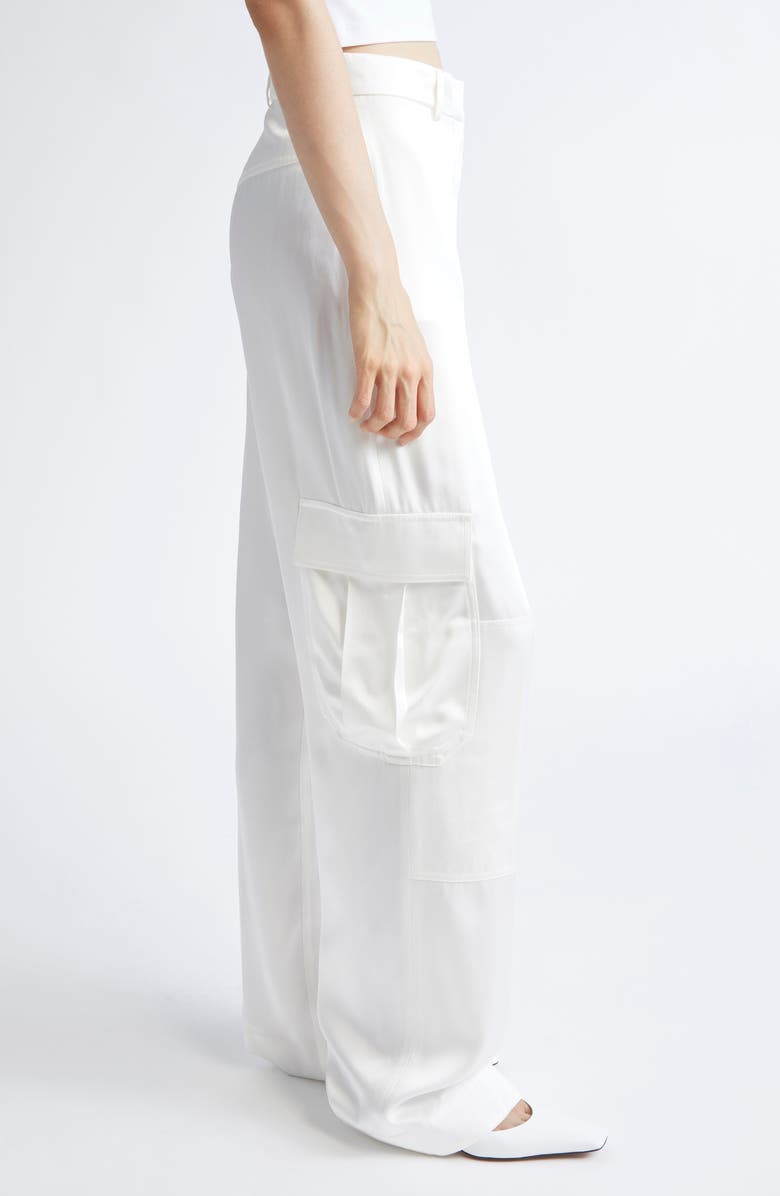 Stella McCartney Satin Paneled Slouchy Cargo Pants, Alternate, color, 9200 - Cream