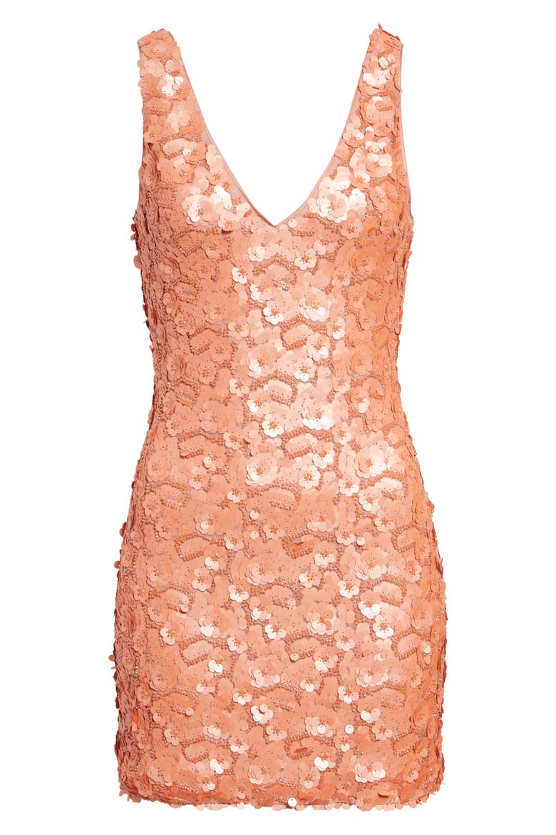 Kinsley Floral Sequin Minidress, Alternate, color, CORAL PAILLETTE