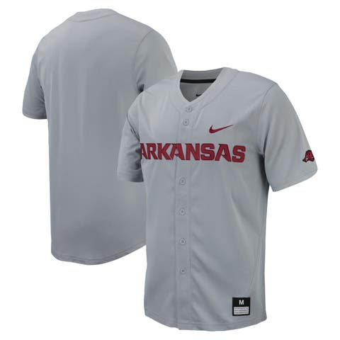 Men's Nike Gray Arkansas Razorbacks Replica Full-Button Baseball Jersey