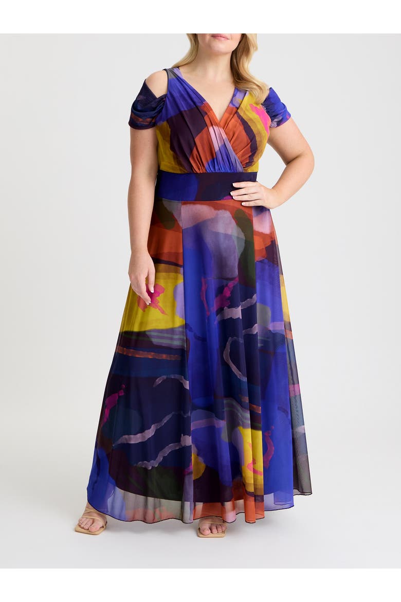 Jasmine Cold Shoulder Maxi Dress, Alternate, color, Abstract Multi