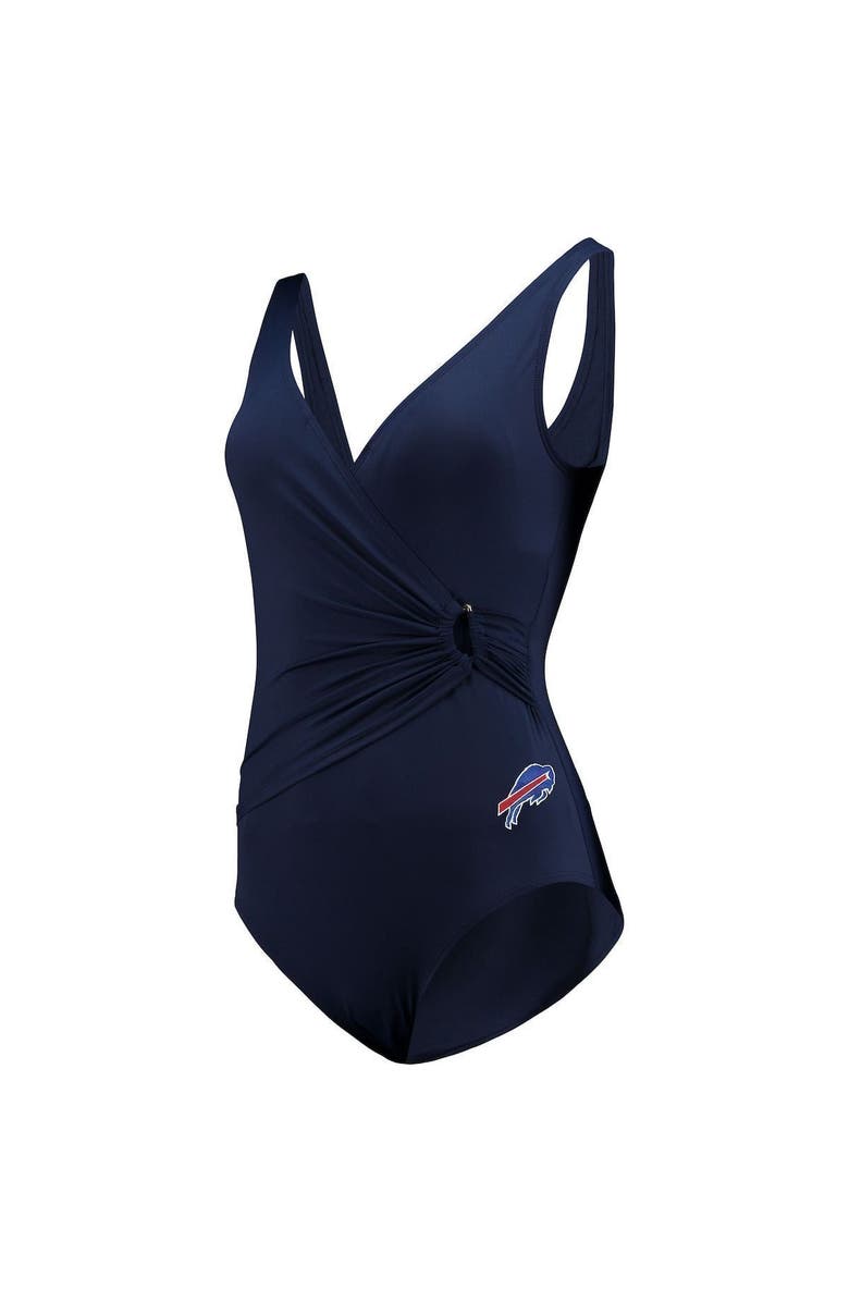 Tommy Bahama Women's Tommy Bahama Navy Buffalo Bills Pearl Clara Wrap One-Piece Swimsuit, Alternate, color, Navy