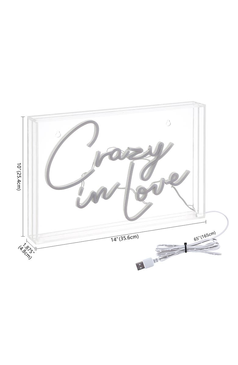 JONATHAN Y 10" Contemporary Glam Acrylic Box USB Operated LED Neon Light, Alternate, color, Red