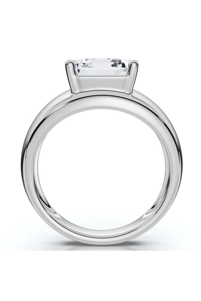 Certified 3Ct Asscher Cut Solitaire Cigar Band 14k Gold or Platinum Lab Grown, Alternate, color, 14k White Gold