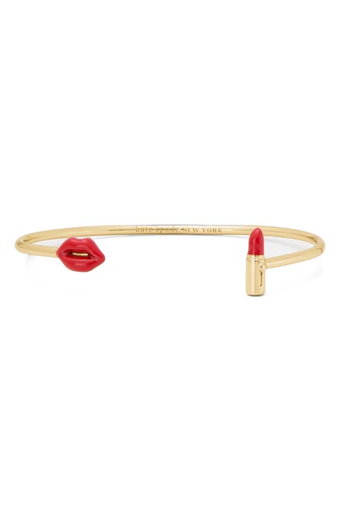 Caviar & Crimson Thin Cuff Bracelet