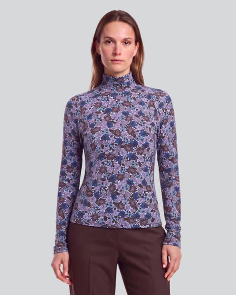 Ternberg Floral Womens Lyocell Stretch Turtleneck