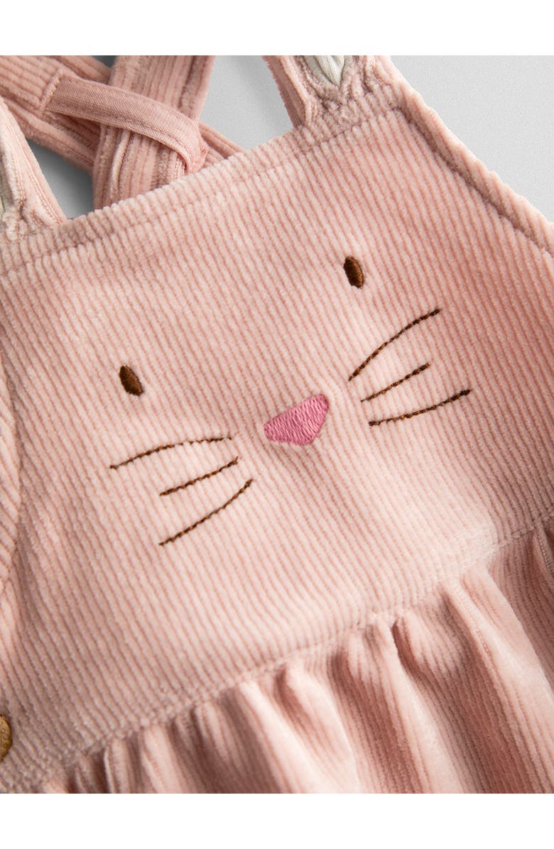 JOJO MAMAN BEBE Long Sleeve Pointelle Knit Bodysuit & Bunny Corduroy Pinafore Dress Set, Alternate, color, Pale Pink