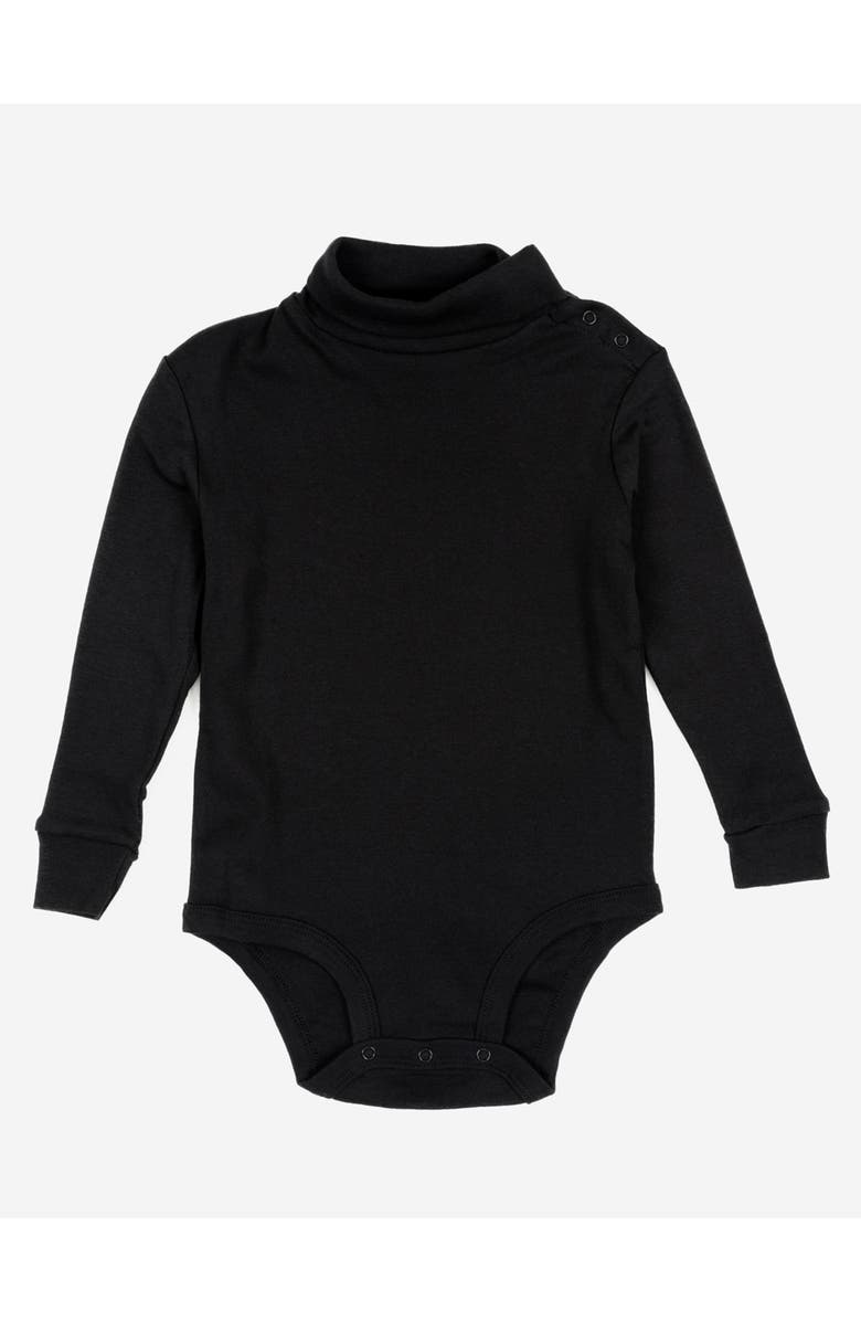 Leveret Baby Turtleneck Bodysuit, Cotton Long Sleeve, Main, color, Black