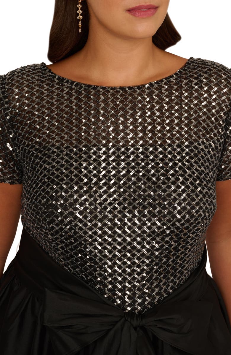 Adrianna Papell Sequin Bodice High-Low Taffeta Gown, Alternate, color, 