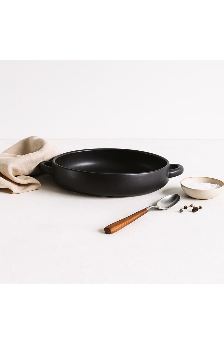 Gharyan Stoneware Dinner Plate With Handles, Alternate, color, Matte Black