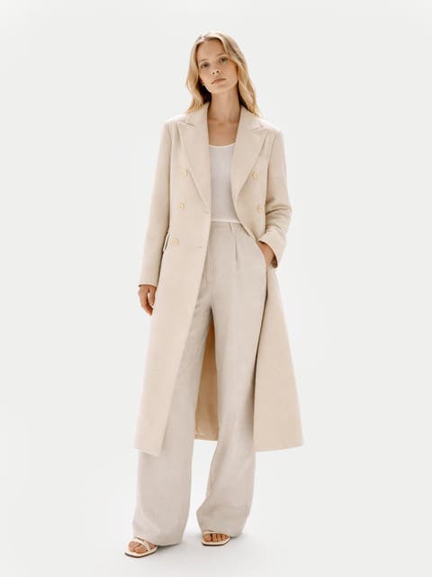 Cashmere Double-Breasted Long Coat