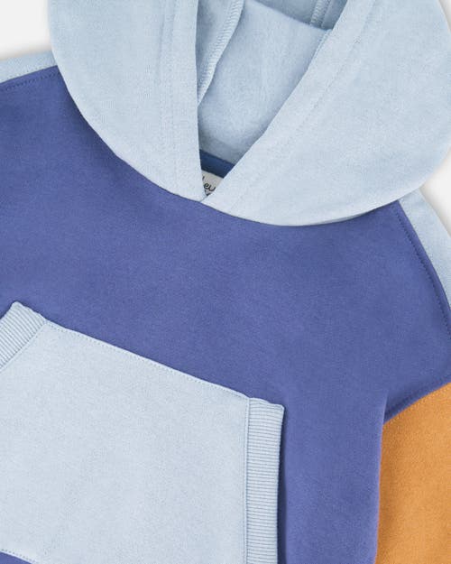Deux Par Deux Long Sleeve Colorblocked Hooded Fleece Sweatshirt In Multi