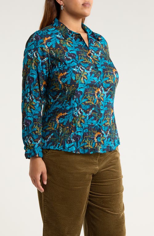 Seasalt Cornwall Larissa Printed Organic Cotton Button-up Shirt In Blue