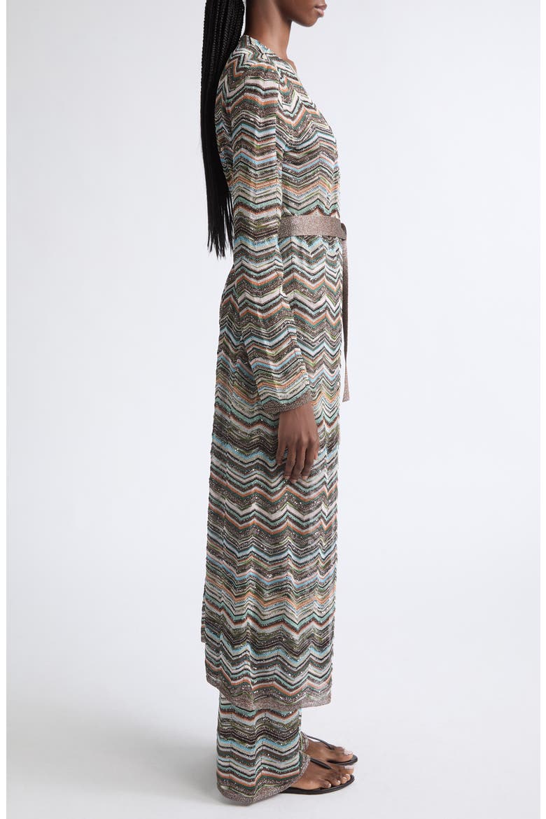 Belted Sequin Metallic Zigzag Stripe Maxi Cardigan, Alternate, color, SMSPO