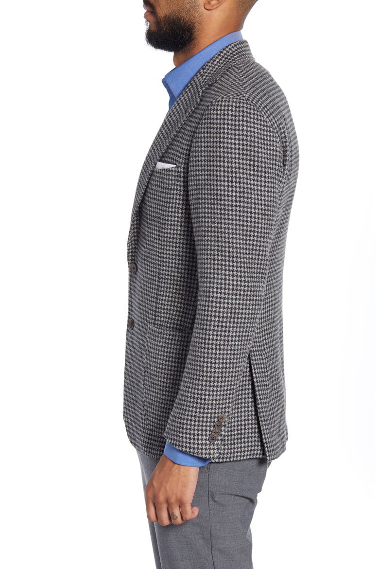 Trim Fit Houndstooth Check Wool Sport Coat, Alternate, color, GREY