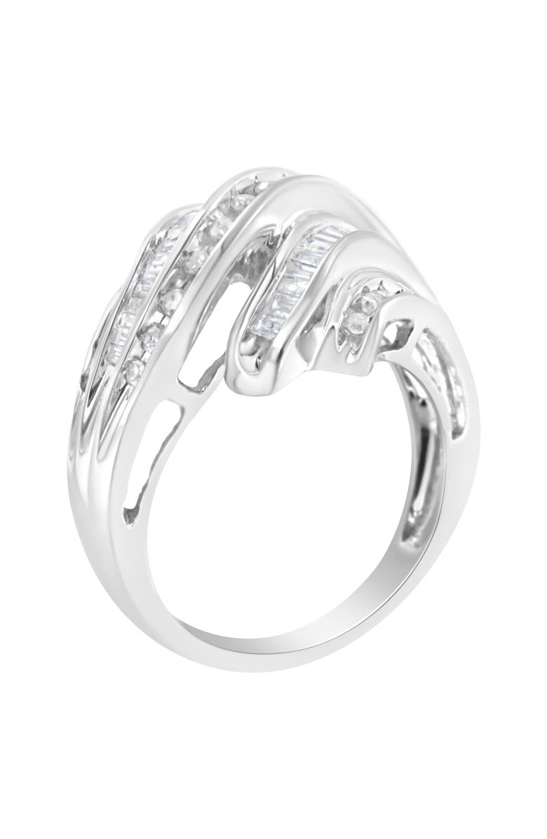 Haus of Brilliance 10K White Gold 3/4 Cttw Round and Baguette Diamond Channel Ring, Alternate, color, White Gold