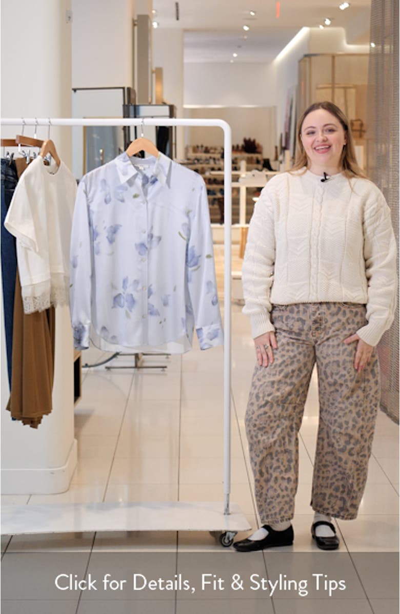 Petal Blur Floral Silk Button-Up Shirt, sales video thumbnail