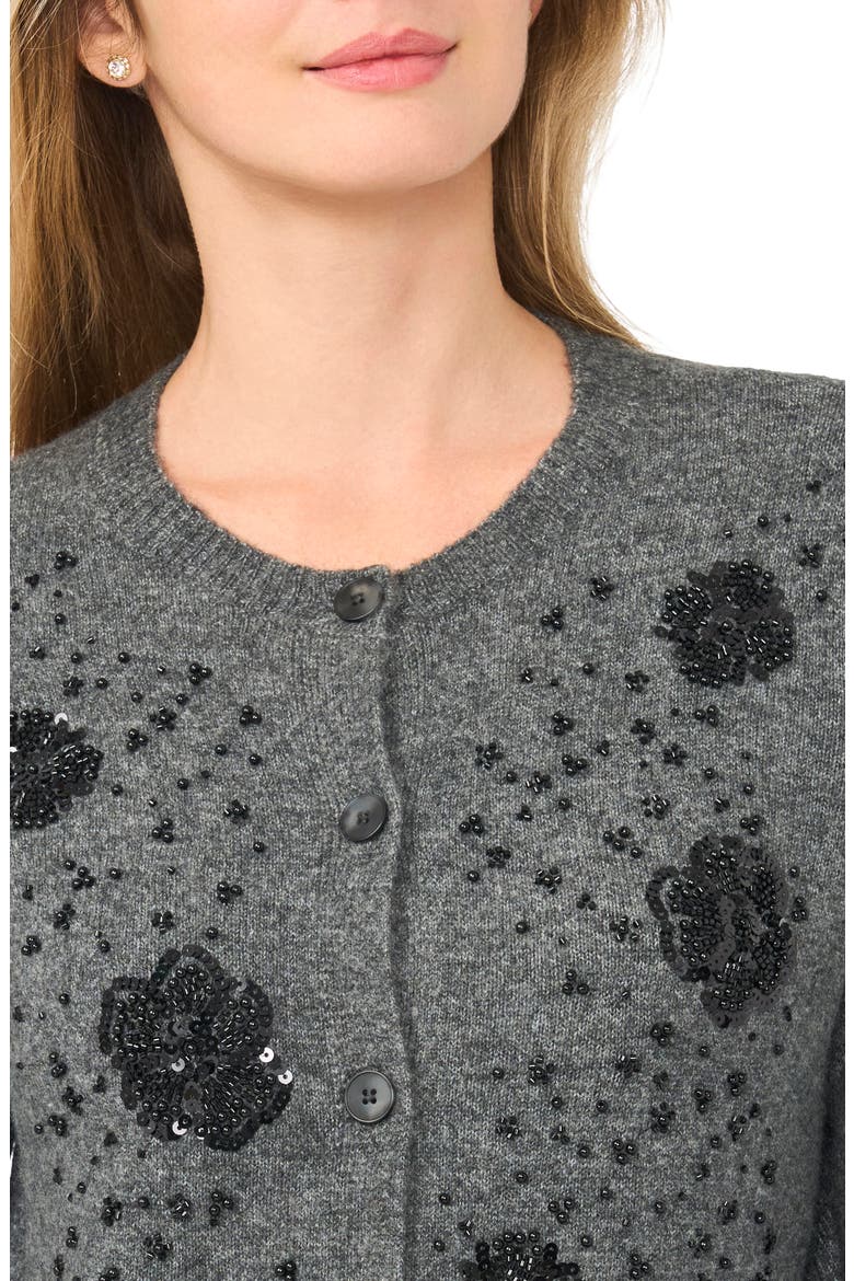 Floral Embellished Cardigan, Alternate, color, MEDIUM HEATHER GREY