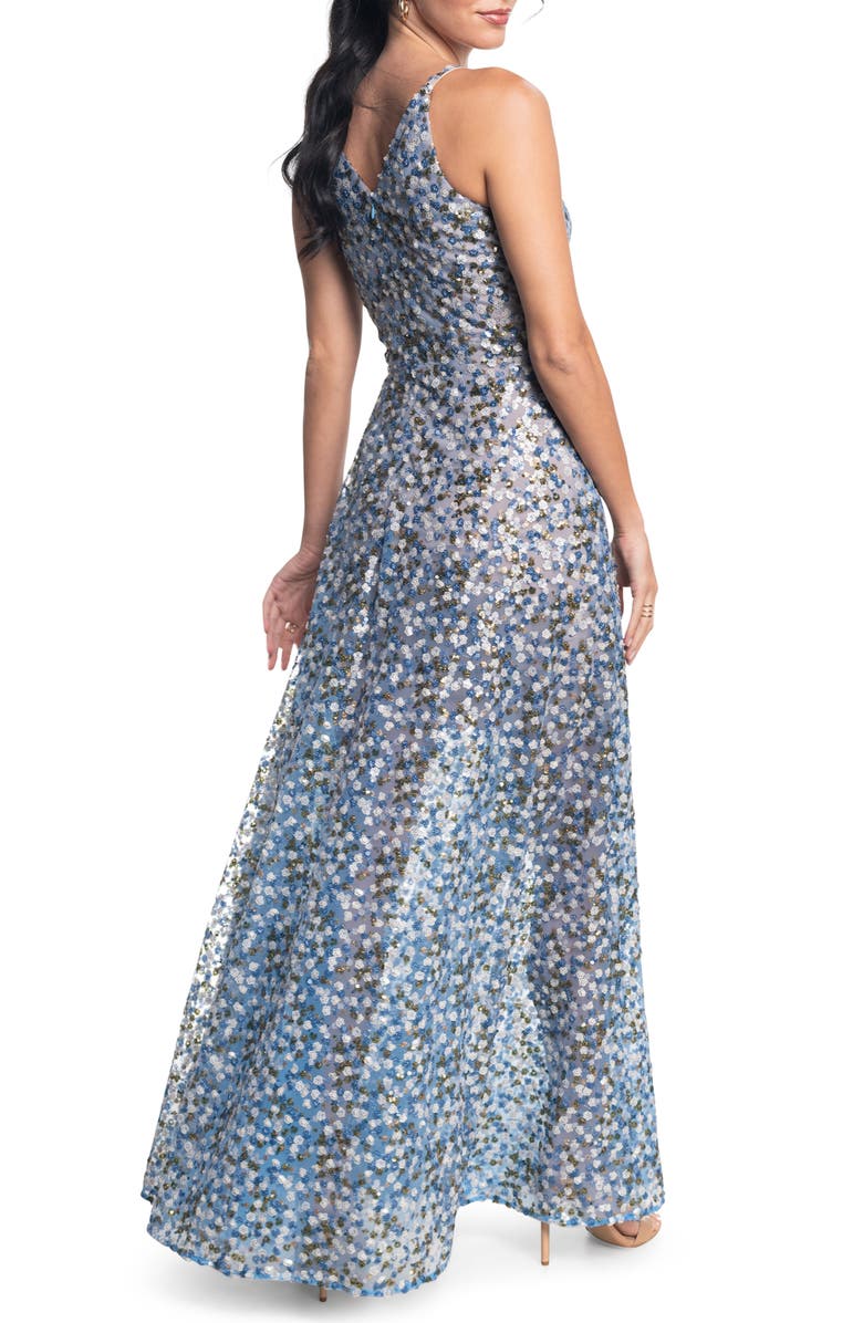 Dress the Population Ariyah Sequin Embroidered Ballgown, Alternate, color, Mineral Blue