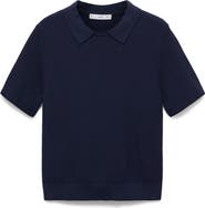 MANGO Spread Collar Short Sleeve Sweater