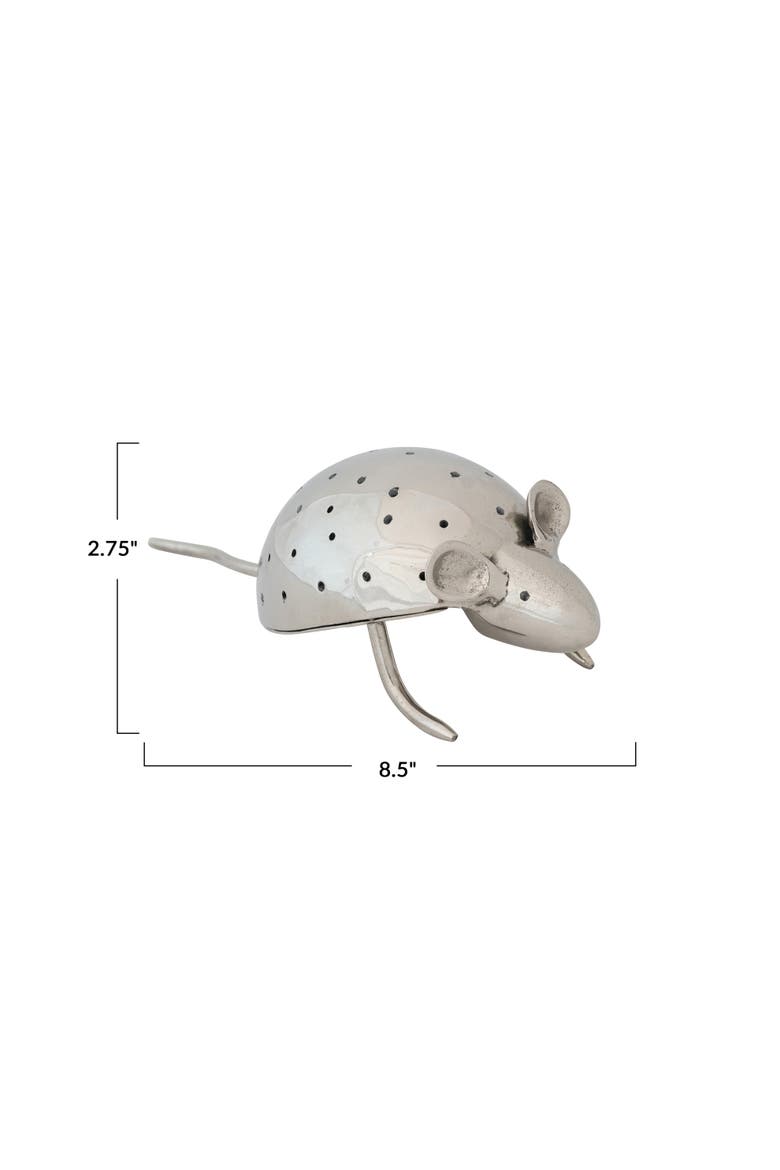 Aluminum Vintage Reproduction Mouse Toothpick Holder, Nickel Finish, Alternate, color, Silver