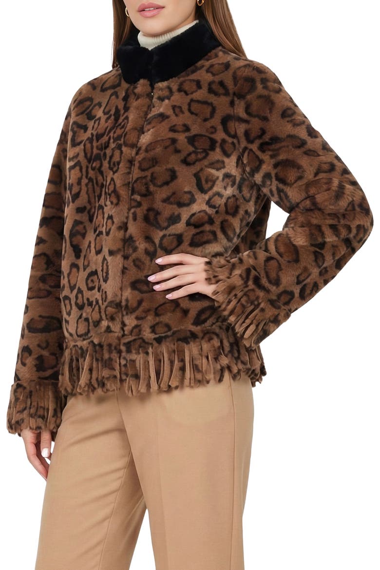 Genuine Shearling Jacket With Fringes, Alternate, color, LPRD/BLACK