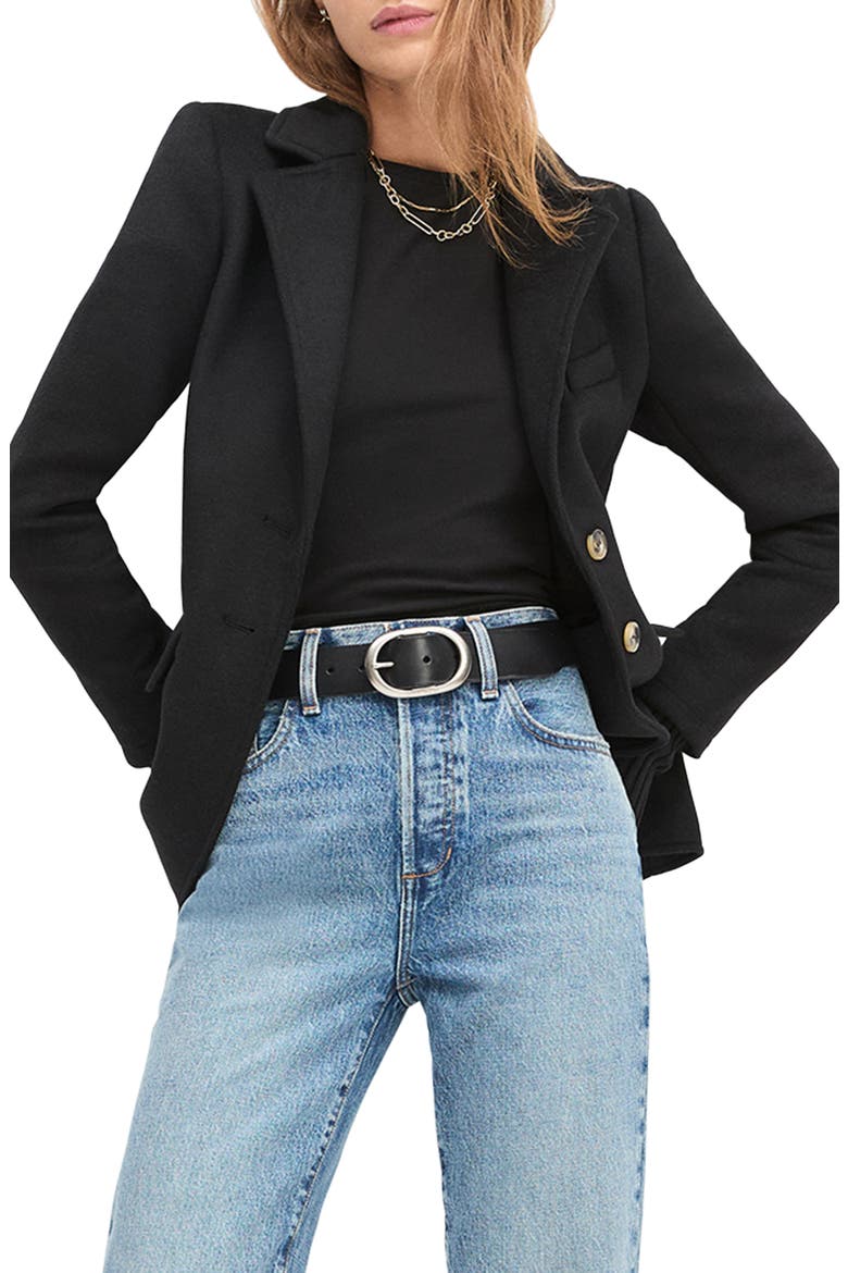 The City Layered Wool Blend Blazer, Alternate, color, BLACK