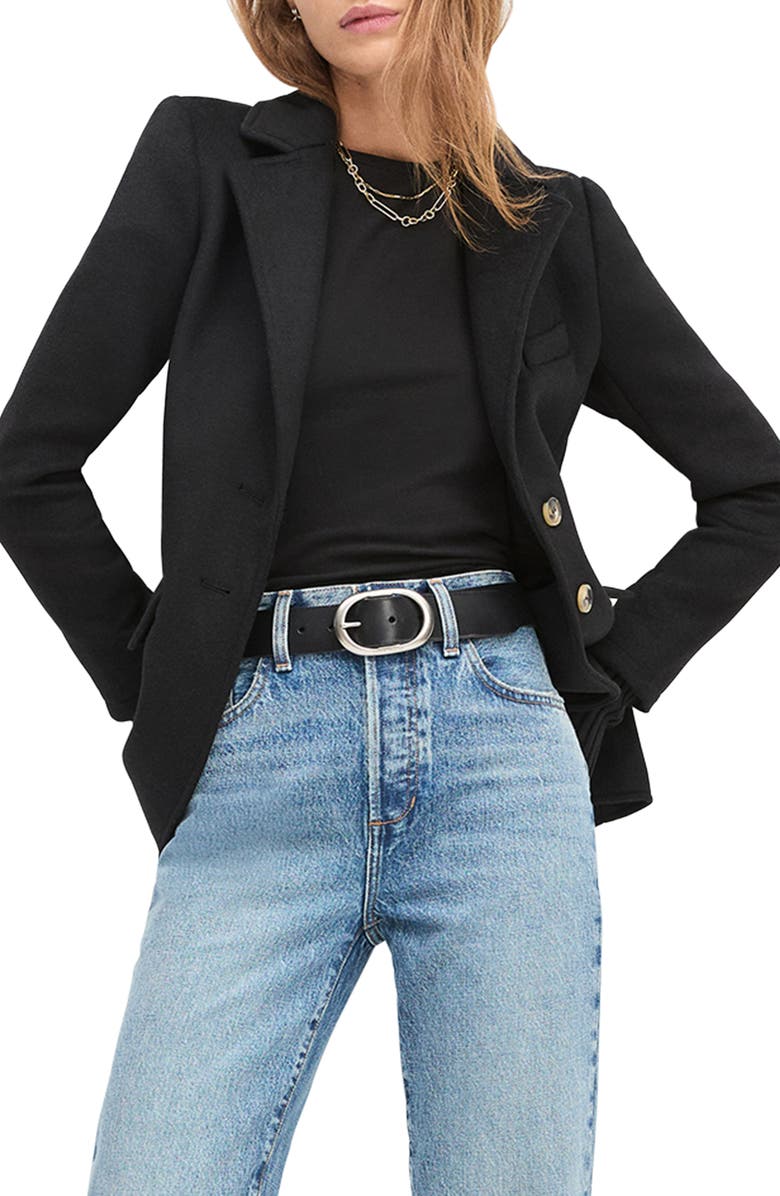 Favorite Daughter The City Layered Wool Blend Blazer, Alternate, color, Black