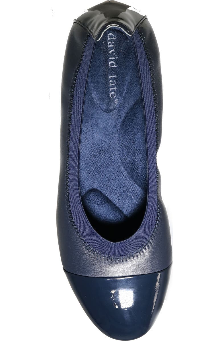 David Tate Nicole Cap Toe Flat, Alternate, color, Navy / Bone Pat