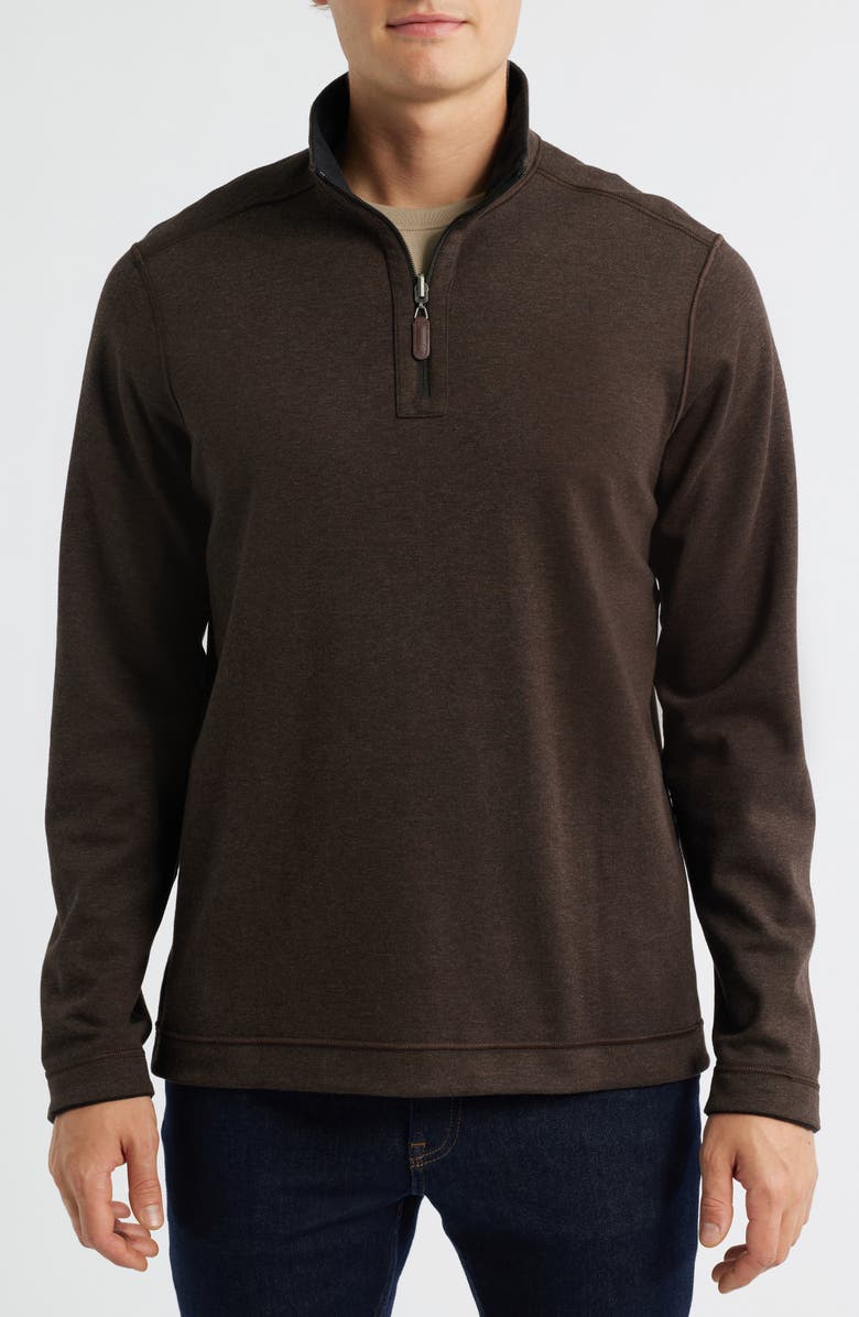 Johnston & Murphy Icon Reversible Quarter Zip, Alternate, color, Charcoal/ Brown
