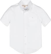 Hope & Henry Kids' Organic Short Sleeve Stretch Poplin Button Down Shirt
