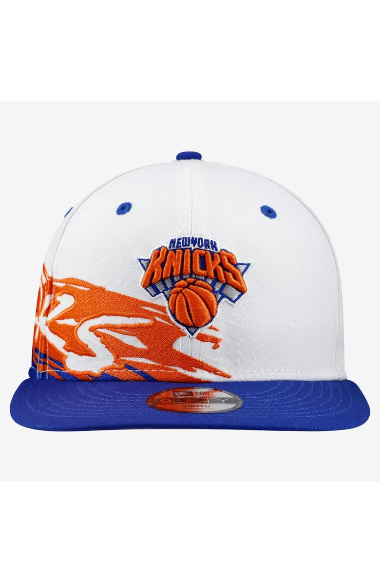 New Era Youth New Era White/Blue New York Knicks Swept 9FIFTY Snapback Hat, Alternate, color, White