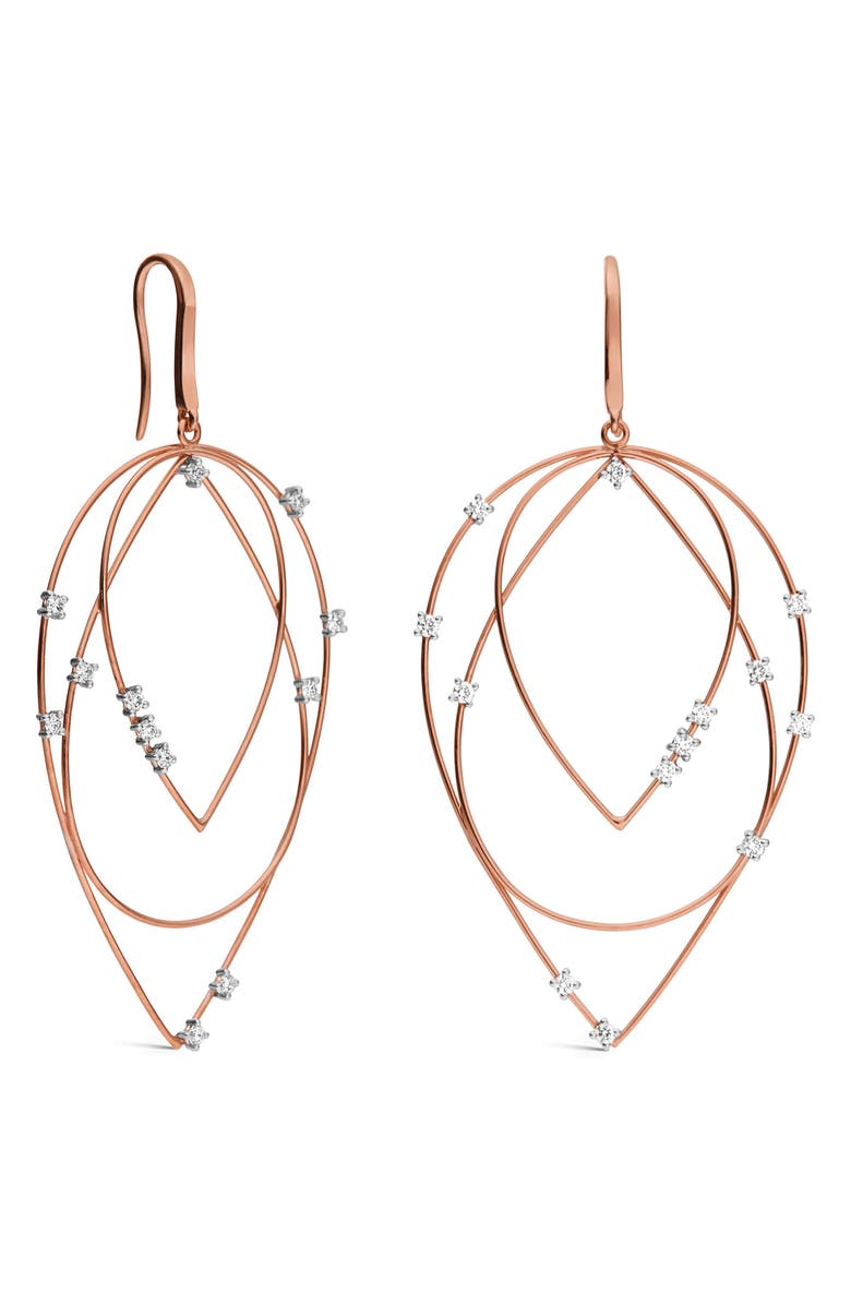 LANA Solo 14K Gold Three Tear Frontal Hoop Earrings, Main, color, Rose Gold