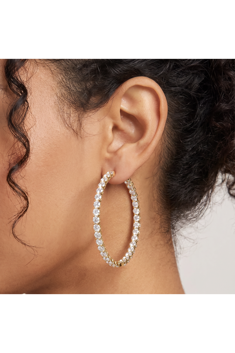 6.50Ct Diamond Hoops 14k Gold Women's Lab Grown Earrings 40mm Tall, Alternate, color, 14k White Gold