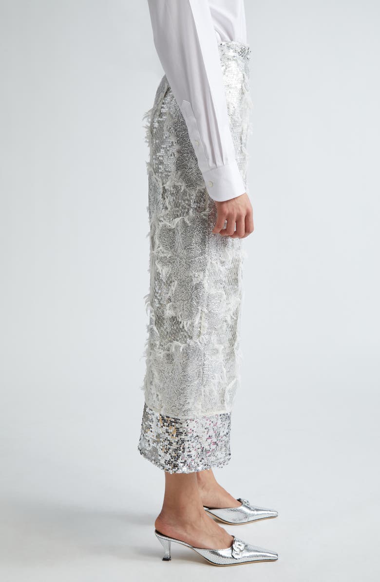 Erdem Sequin Embroidered Pencil Skirt, Alternate, color, Silver